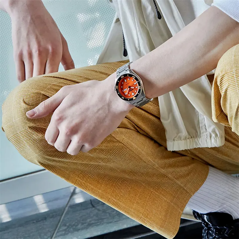 Seiko 5 Sports Analogue Automatic Orange Dial Men's Watch- SRPD59K1